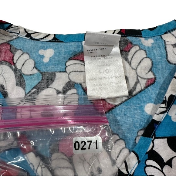 Disney Mickey & Minnie Mouse Print Women Blue V-Neck Short Sleeve Scrub Top Sz L - Picture 15 of 16